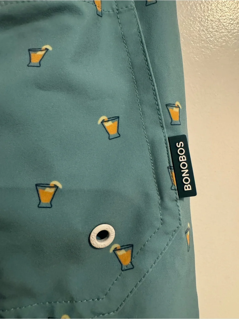 Bonobos Teal Swim Trunks Yellow Cocktail Drink Print 7
